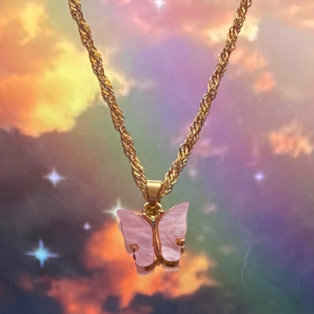 COPY - Light pink butterfly necklace